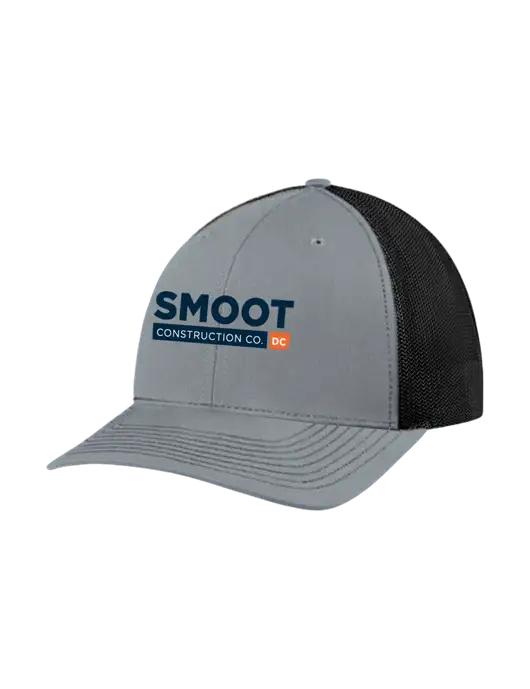 Richardson Adjustable Snapback Original 112 Trucker Cap Heather Grey w/Black Mesh w/Smoot Construction Logo