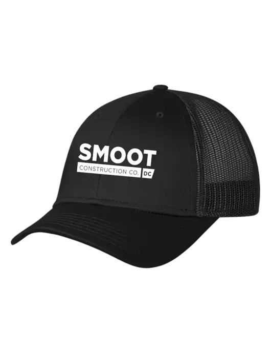 Black Mesh Trucker Cap Snap Back w/Smoot Construction Logo