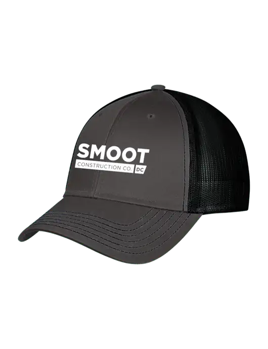 Charcoal & Black Mesh Trucker Cap Snap Back w/Smoot Construction Logo