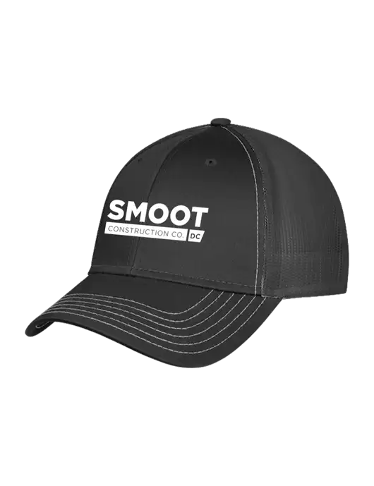 Charcoal Grey Mesh Trucker Cap Snap Back w/Smoot Construction Logo