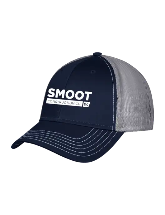 Navy & Grey Mesh Trucker Cap Snap Back w/Smoot Construction Logo