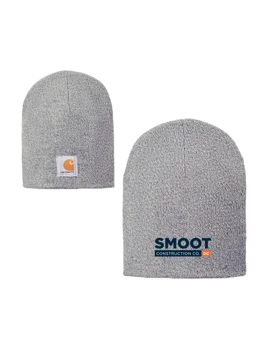 Carhartt Light Grey Heather Acrylic Knit Hat w/Smoot Construction Logo