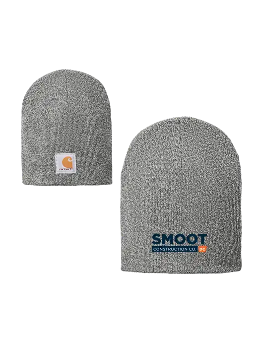 Carhartt Medium Grey Heather Acrylic Knit Hat w/Smoot Construction Logo