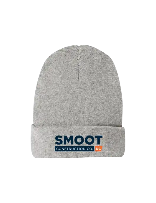 Recycled Light Heather Grey Beanie w/Smoot Construction Logo