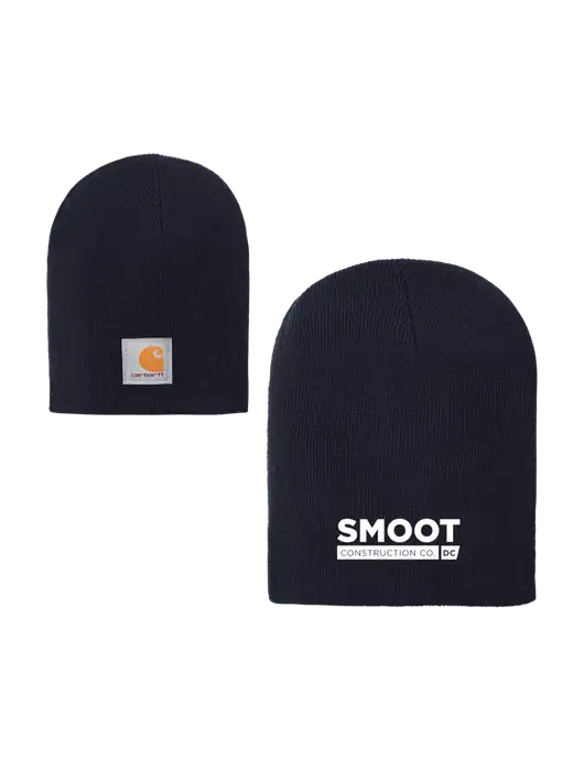 Carhartt Dark Navy Acrylic Knit Hat w/Smoot Construction Logo
