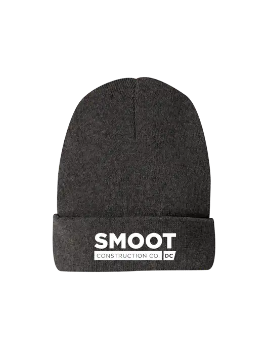 Recycled Charcoal Heather Beanie w/Smoot Construction Logo
