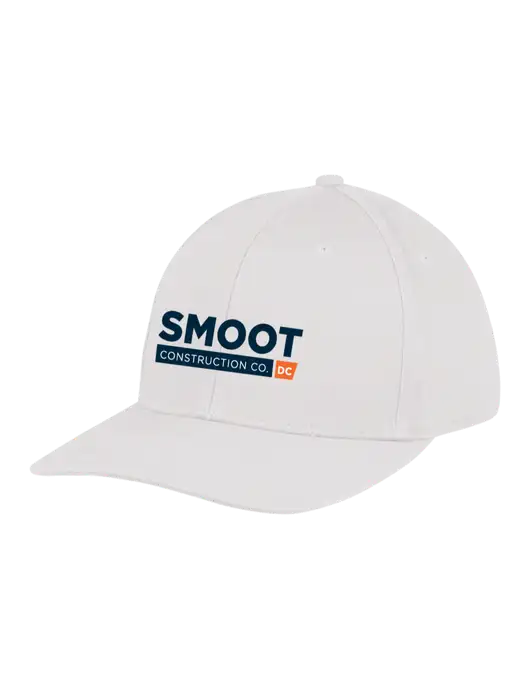 Premium Modern Structured Twill White Snapback Cap w/Smoot Construction Logo
