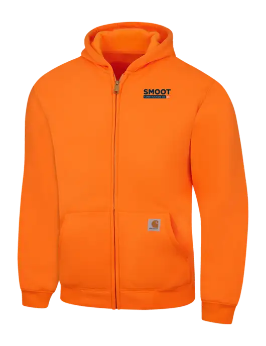 Carhartt Neon Orange Midweight Hooded Zip-Front Sweatshirt w/Smoot Construction Logo