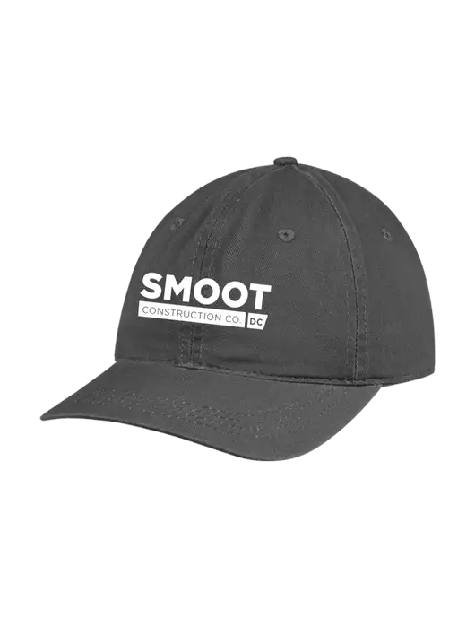 Garment Washed Unstructured Twill Charcoal Cap w/Smoot Construction Logo