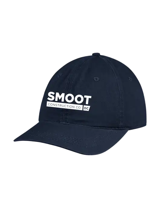 Garment Washed Unstructured Twill Navy Cap w/Smoot Construction Logo
