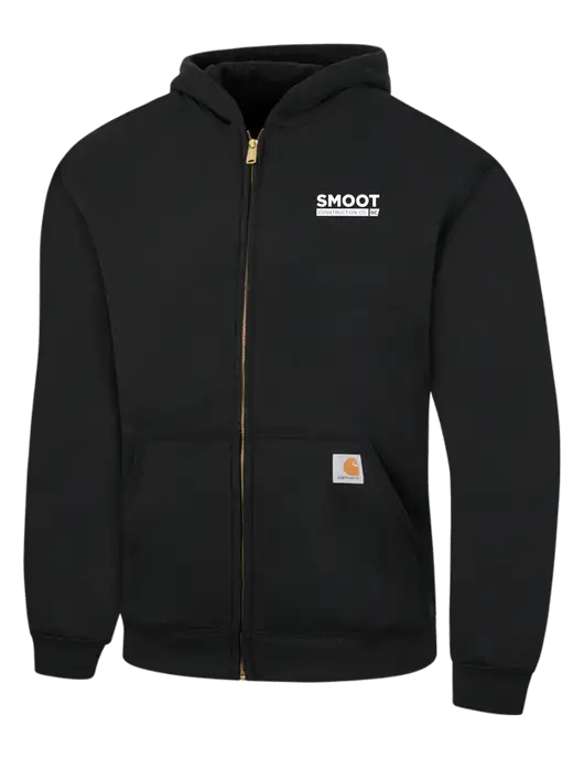 Carhartt Black Midweight Hooded Zip-Front Sweatshirt w/Smoot Construction Logo