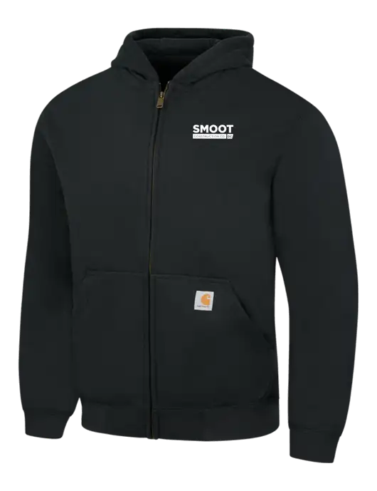 Carhartt Black Rain Defender Paxton Heavyweight Hooded Full Zip-Front Sweatshirt w/Smoot Construction Logo