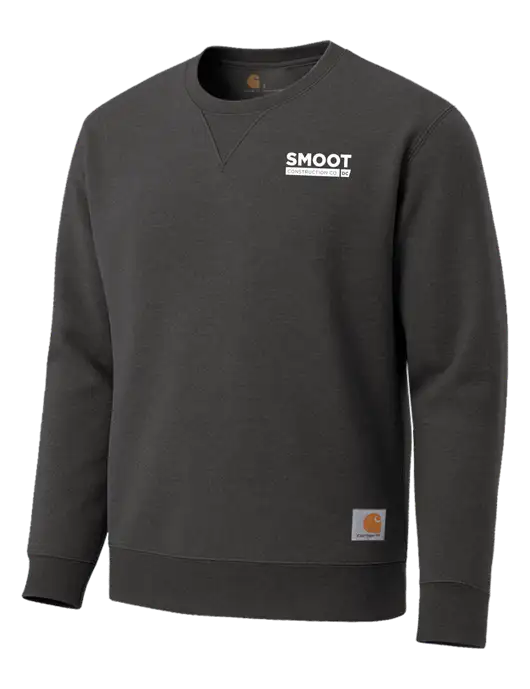 Carhartt Dark Grey Heather Midweight Crewneck Sweatshirt w/Smoot Construction Logo