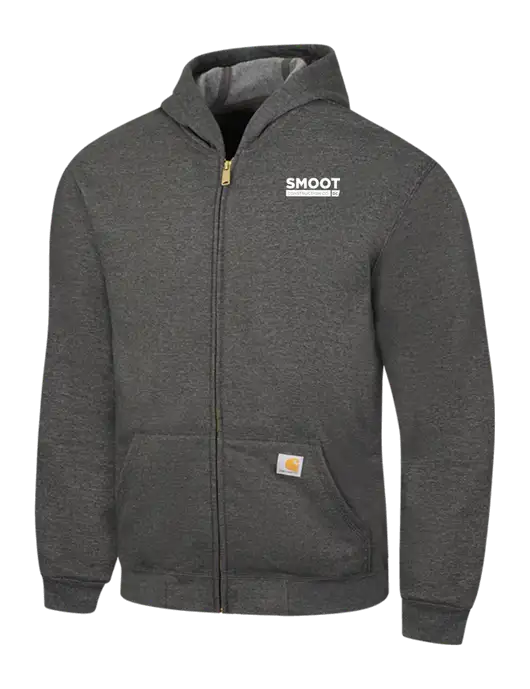 Carhartt Dark Grey Heather Midweight Hooded Zip-Front Sweatshirt w/Smoot Construction Logo