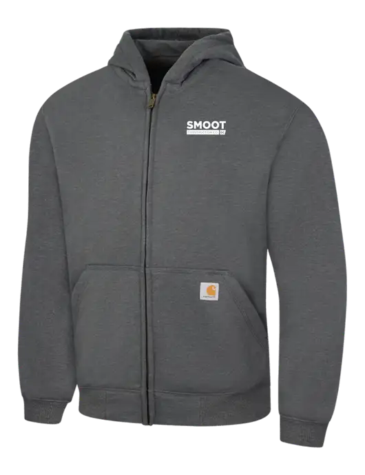 Carhartt Dark Grey Heather Rain Defender Paxton Heavyweight Hooded Zip-Front Sweatshirt w/Smoot Construction Logo