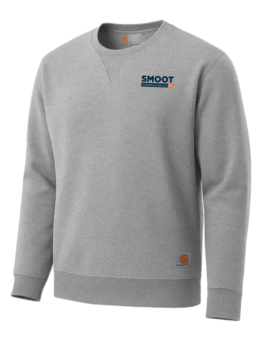 Carhartt Light Grey Heather Midweight Crewneck Sweatshirt w/Smoot Construction Logo