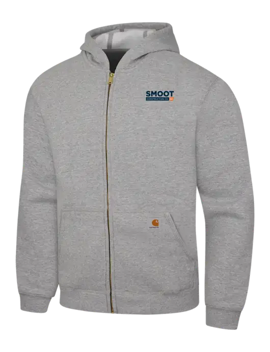 Carhartt Light Grey Heather Midweight Hooded Zip-Front Sweatshirt w/Smoot Construction Logo