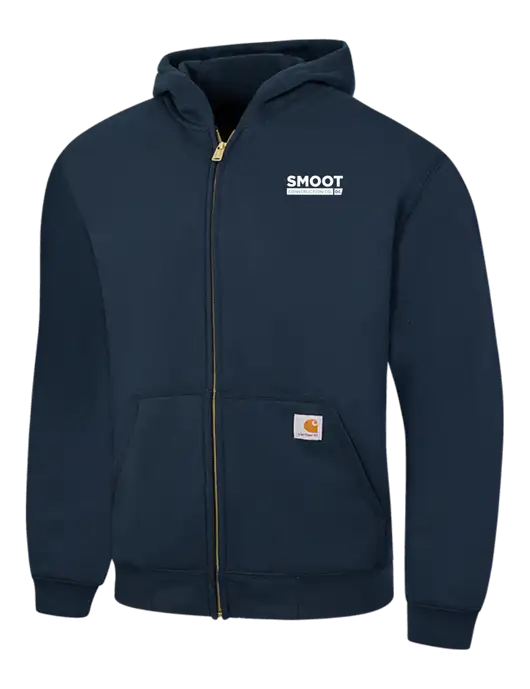 Carhartt Navy Midweight Hooded Zip-Front Sweatshirt w/Smoot Construction Logo