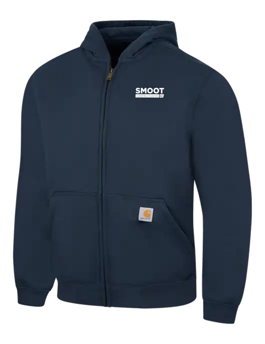 Carhartt Navy Rain Defender Paxton Heavyweight Hooded Zip-Front Sweatshirt w/Smoot Construction Logo