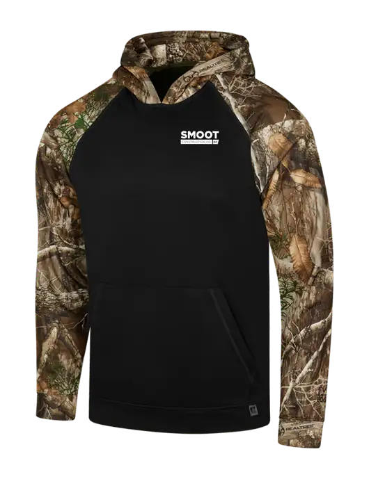 Russell Outdoors Black/Realtree Edge Camo Colorbock Performance Hoodie w/Smoot Construction Logo