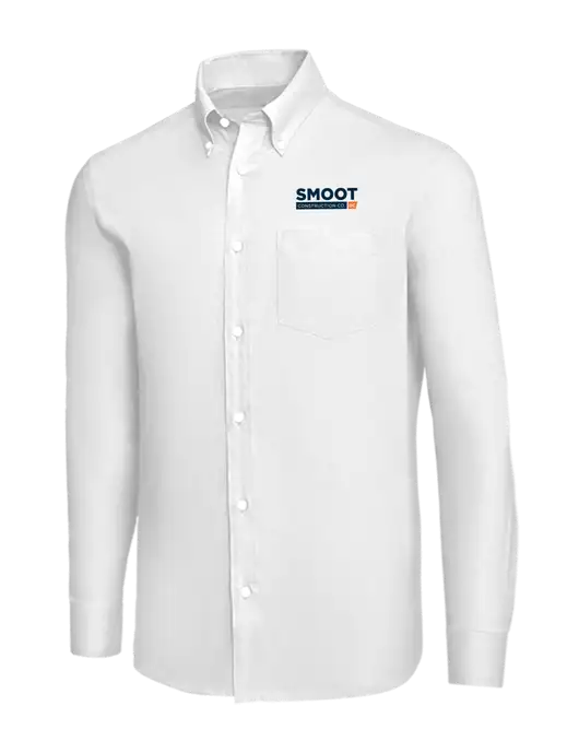 Brooks Brothers White Wrinkle-Free Stretch Nailhead Shirt w/Smoot Construction Logo