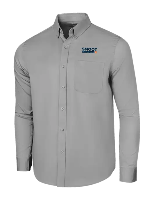 Long Sleeve Light Grey Superpro React Twill Shirt w/Smoot Construction Logo