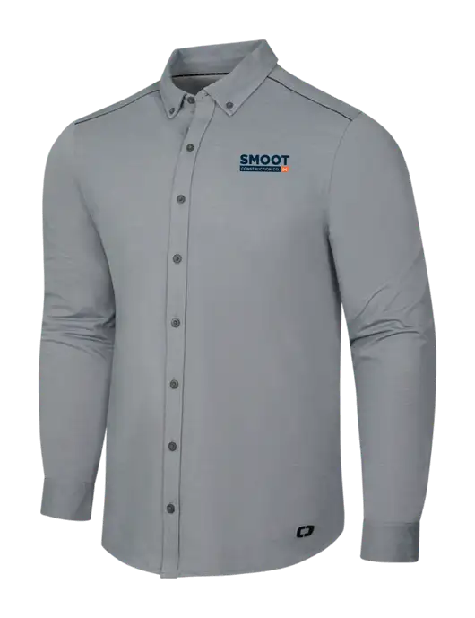 OGIO Medium Grey Heather Modern Code Stretch Button-Up Shirt w/Smoot Construction Logo