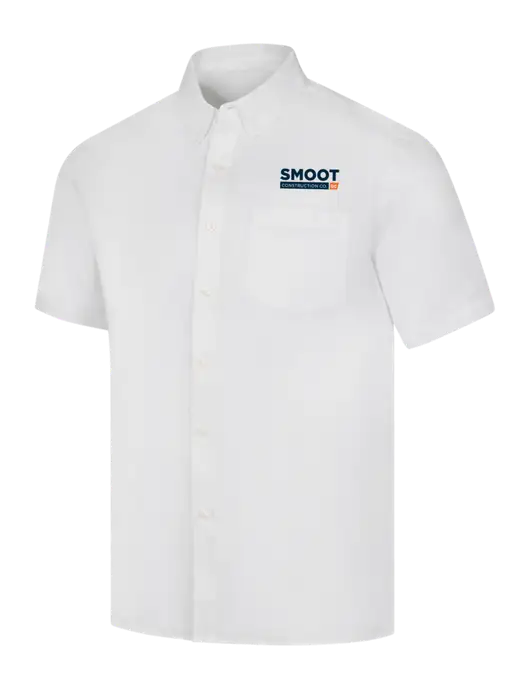 Short Sleeve White Superpro React Twill Shirt w/Smoot Construction Logo
