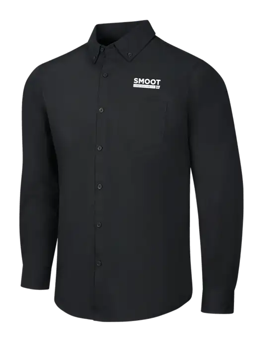 Black Long Sleeve Carefree Poplin Shirt w/Smoot Construction Logo