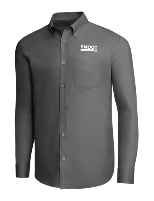 Brooks Brothers Dark Grey Wrinkle-Free Stretch Pinpoint Shirt w/Smoot Construction Logo