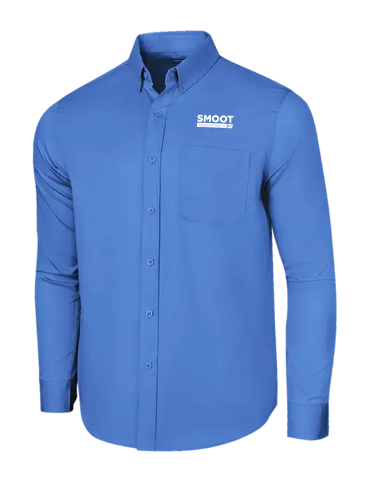 Long Sleeve Dark Carolina Blue Superpro React Twill Shirt w/Smoot Construction Logo