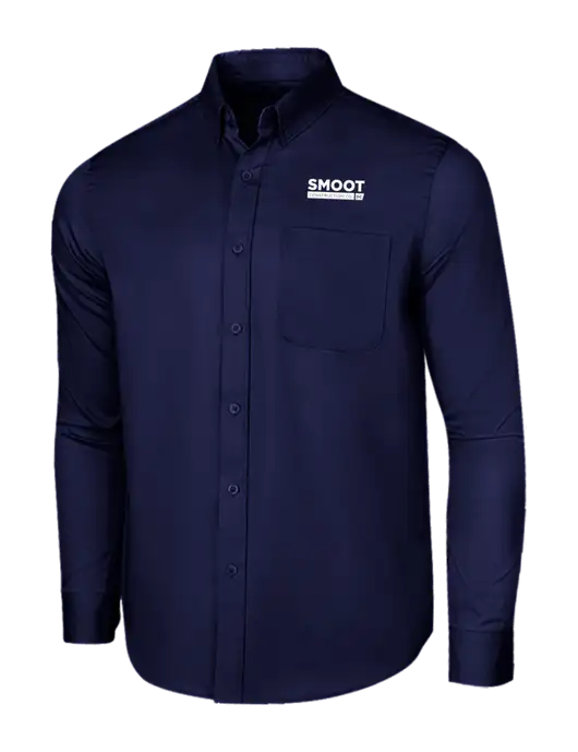 Long Sleeve Navy Superpro React Twill Shirt w/Smoot Construction Logo