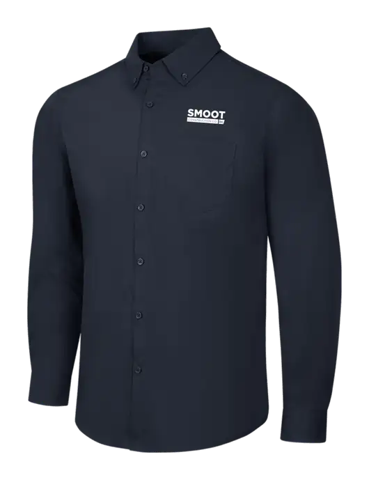 Navy Long Sleeve Carefree Poplin Shirt w/Smoot Construction Logo
