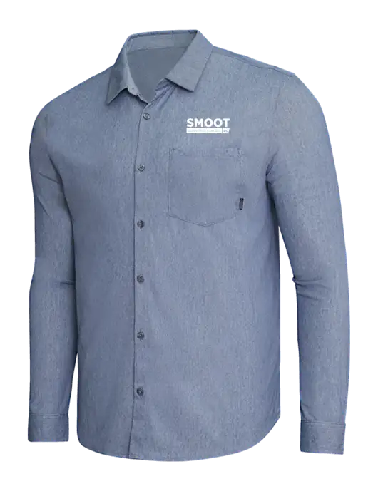OGIO Slate Blue Heather Extend Long Sleeve Button Up Shirt w/Smoot Construction Logo