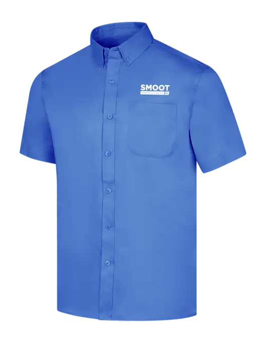 Short Sleeve Dark Carolina Blue Superpro React Twill Shirt w/Smoot Construction Logo