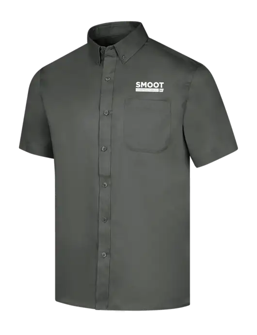 Short Sleeve Dark Grey Superpro React Twill Shirt w/Smoot Construction Logo
