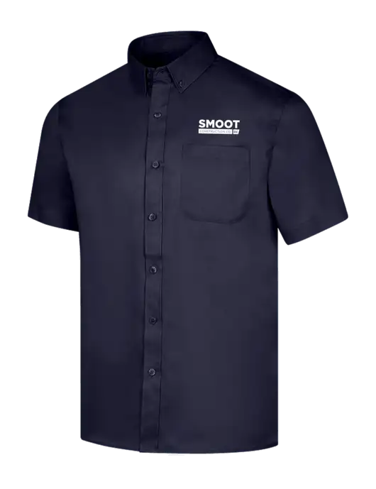 Short Sleeve Navy Superpro React Twill Shirt w/Smoot Construction Logo