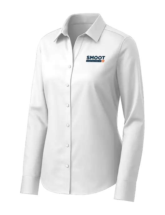 Brooks Brothers Womens White Wrinkle-Free Stretch Pinpoint Shirt w/Smoot Construction Logo