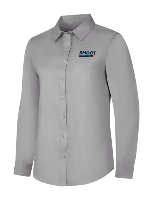 Light Grey Womens Long Sleeve Superpro React Twill Shirt w/Smoot Construction Logo