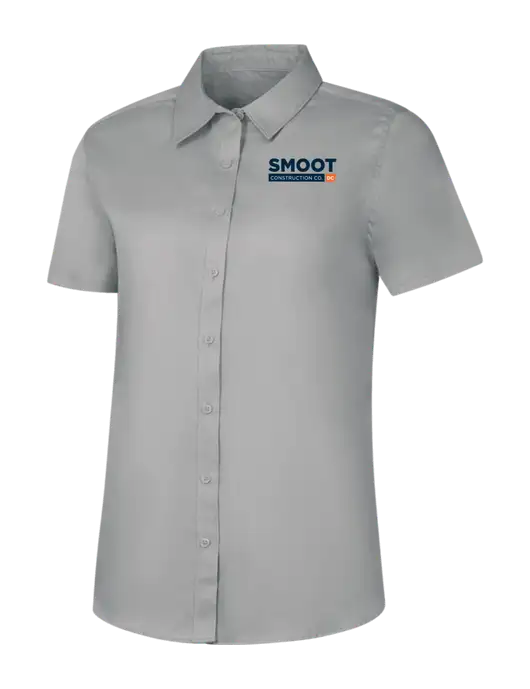 Womens Light Grey Short Sleeve Superpro React Twill Shirt w/Smoot Construction Logo