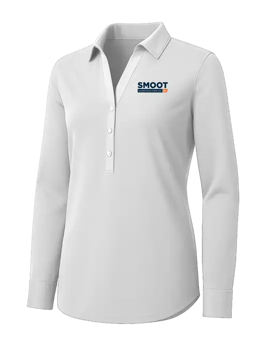 Womens White City Stretch Shirt w/Smoot Construction Logo