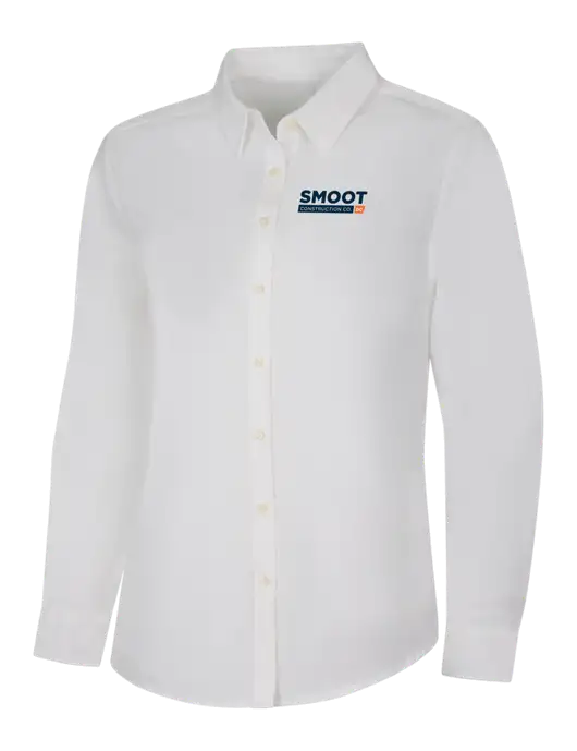 Womens White Long Sleeve Superpro React Twill Shirt w/Smoot Construction Logo
