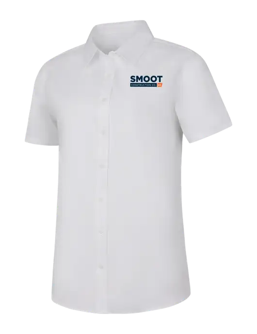 Womens White Short Sleeve Superpro React Twill Shirt w/Smoot Construction Logo