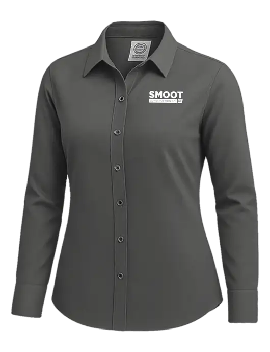 Brooks Brothers Womens Dark Grey Wrinkle-Free Stretch Nailhead Shirt w/Smoot Construction Logo