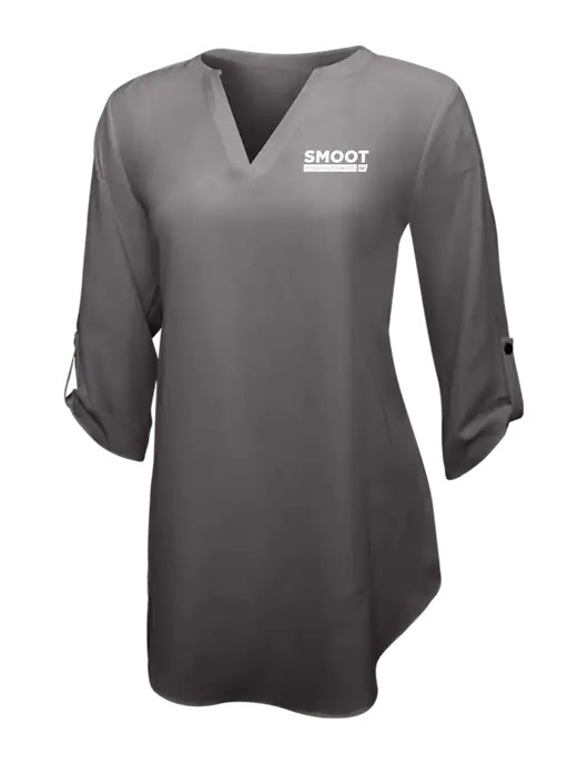 Dark Grey Womens 3/4 Sleeve Tunic Blouse w/Smoot Construction Logo