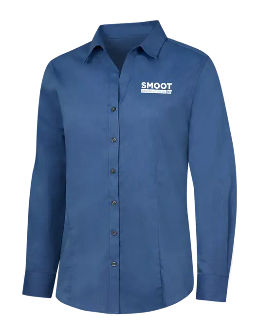 Light Navy Womens Crosshatch Easy Care Shirt w/Smoot Construction Logo