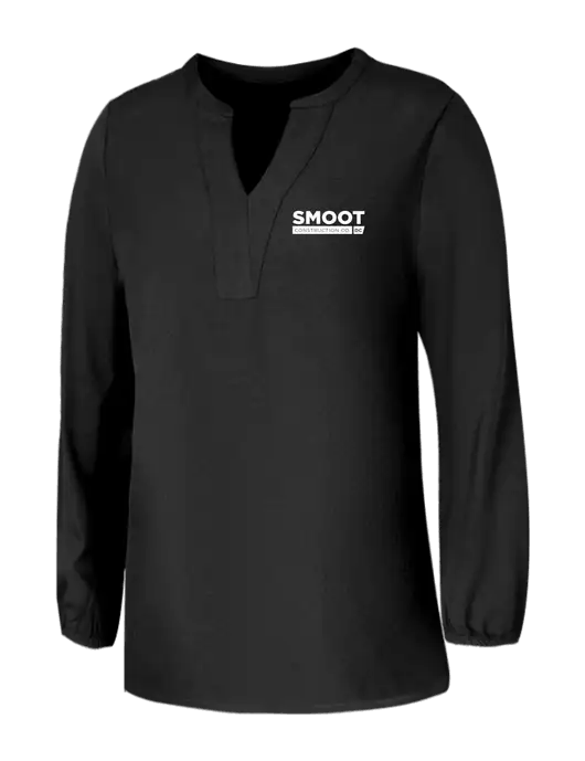 Mercer+Mettle Womens Deep Black Stretch Crepe 3/4 Sleeve Blouse w/Smoot Construction Logo