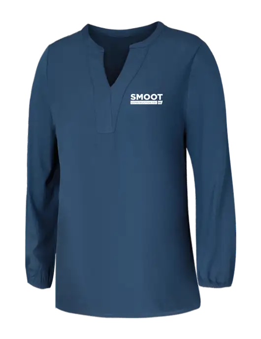 Mercer+Mettle Womens Light Navy Blue Grey Stretch Crepe 3/4 Sleeve Blouse w/Smoot Construction Logo