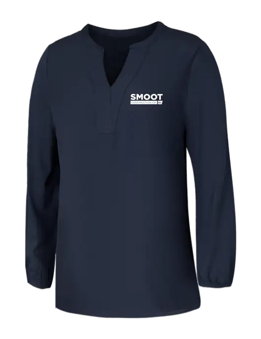 Mercer+Mettle Womens Navy Stretch Crepe 3/4 Sleeve Blouse w/Smoot Construction Logo