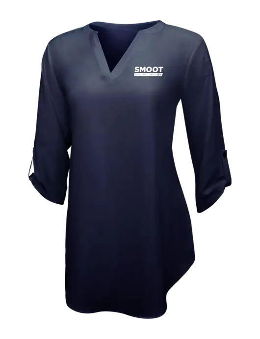 Navy Womens 3/4 Sleeve Tunic Blouse w/Smoot Construction Logo